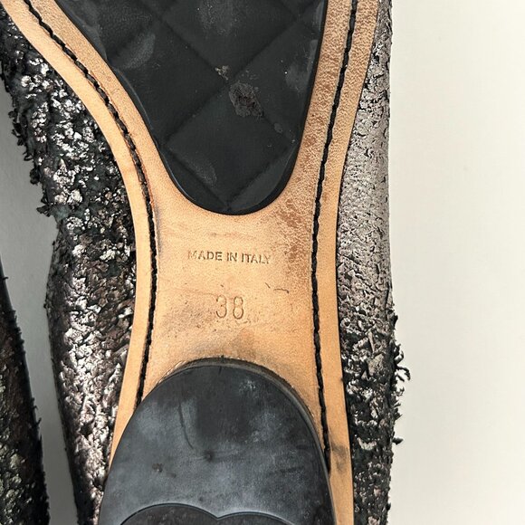Chanel Stretch Spirit Cap Toe Flats in Dark Silver Size 8 38 - Picture 6 of 11